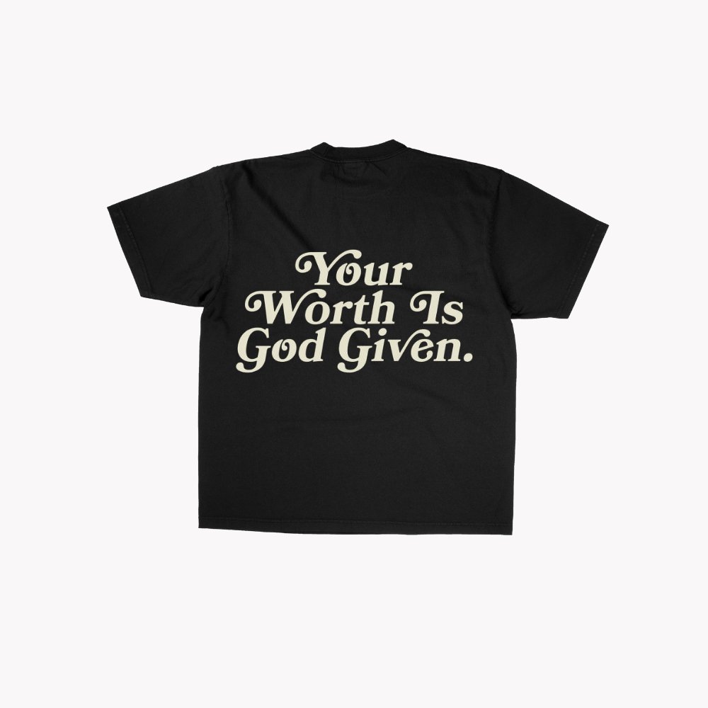 "Worth" T-Shirt | Black & Cream - Yall Need Jesus Co.