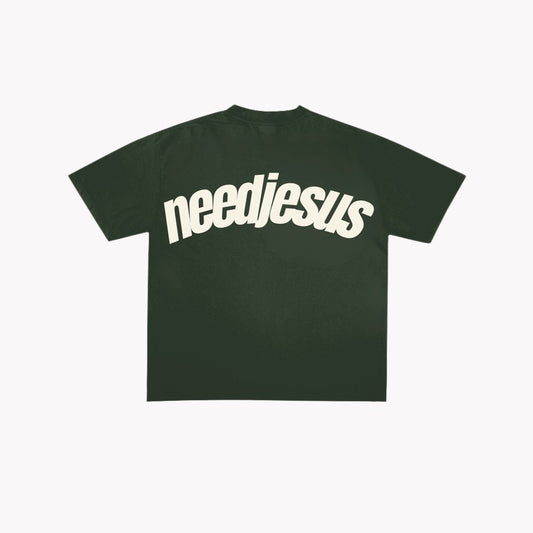 "Need Jesus" T-Shirt | Green & Cream - Yall Need Jesus Co.