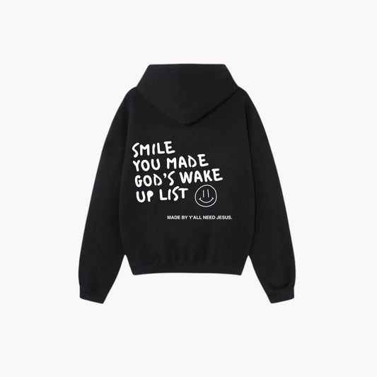 "SMILE" Premium Hoodie | Black & White - Yall Need Jesus Co.