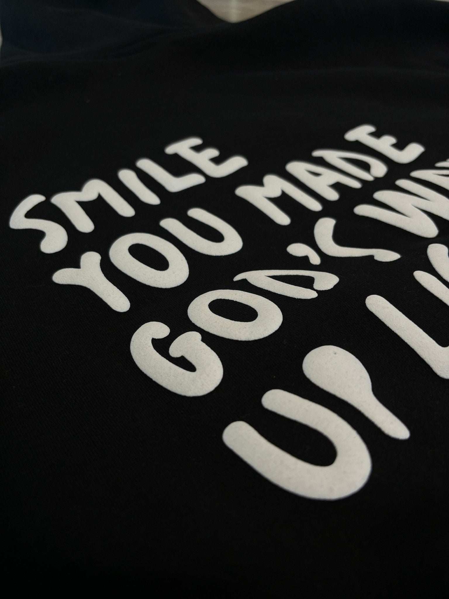 "SMILE" Premium Hoodie | Black & White - Yall Need Jesus Co.