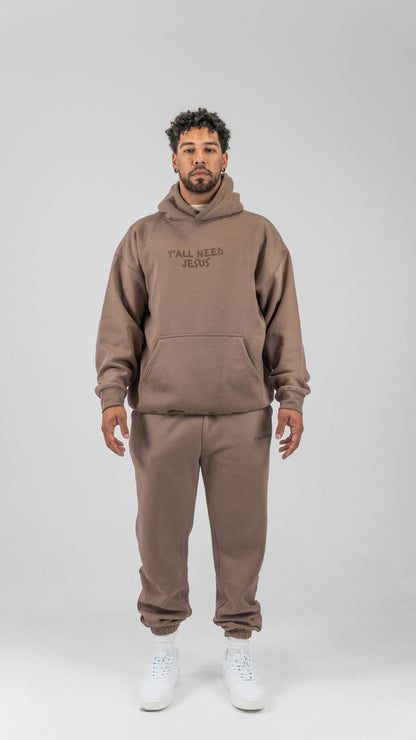 "Y'ALL NEED JESUS" Sweatpants | Mocha - Yall Need Jesus Co.