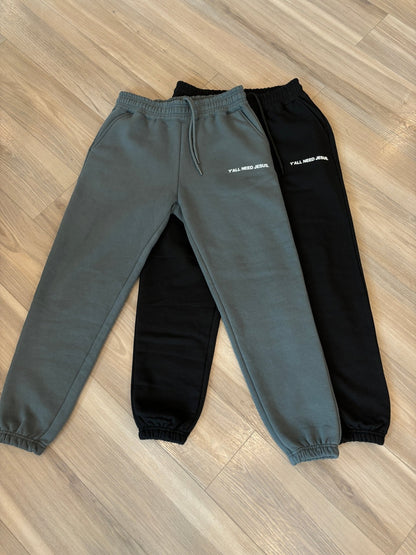 "Y'ALL NEED JESUS" Sweatpants | Space Gray - Yall Need Jesus Co.