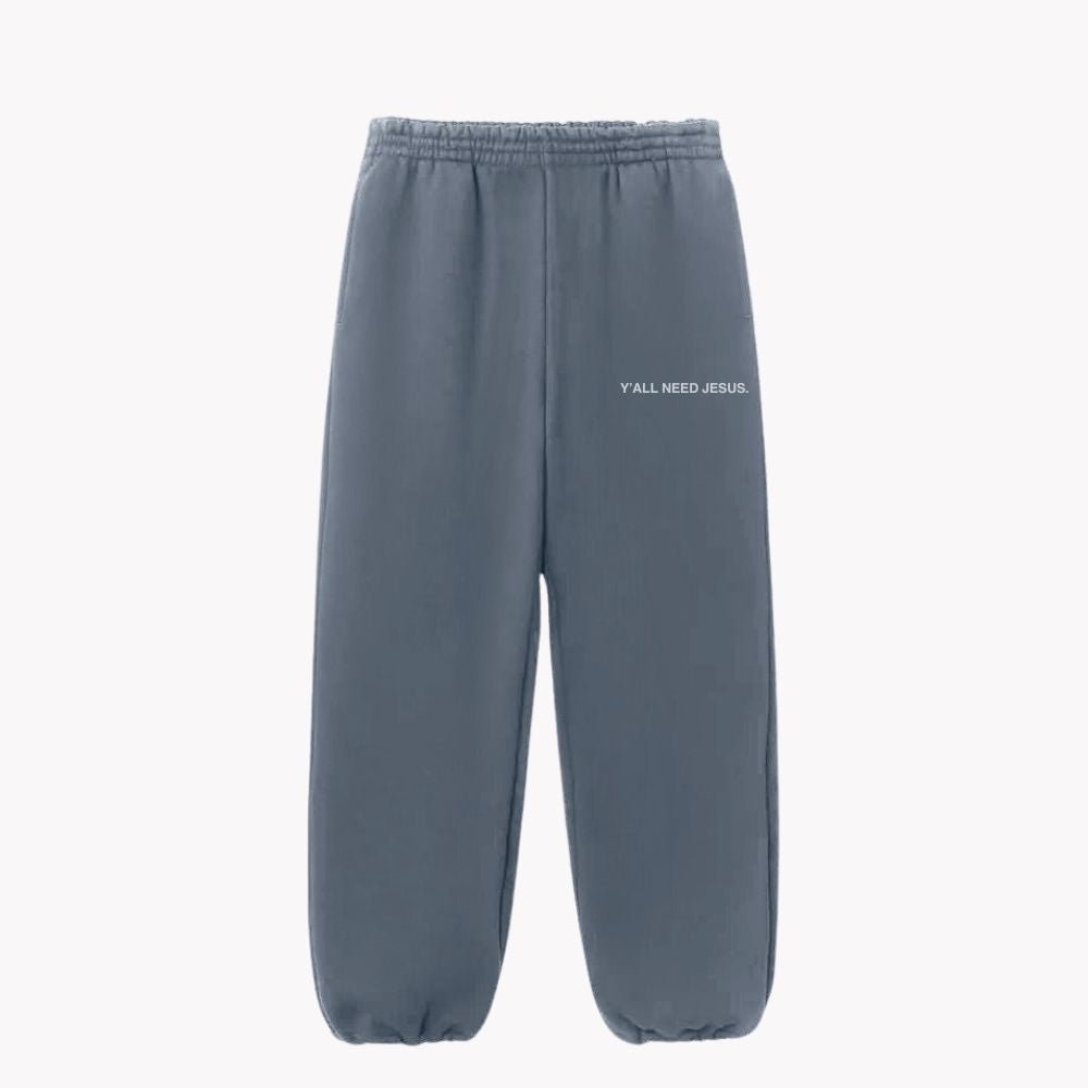 "Y'ALL NEED JESUS" Sweatpants | Space Gray - Yall Need Jesus Co.